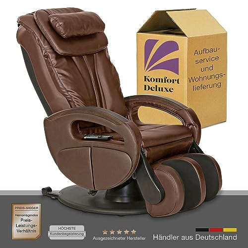 maxVitalis Shiatsu Massagesessel mit Wärmefunktion, Fernsehsessel rollbar, Drehbar, Relaxsessel elektrisch verstellbar, Shiatsu-Massage, 6 Massagearten & 6 Programme (Braun)
