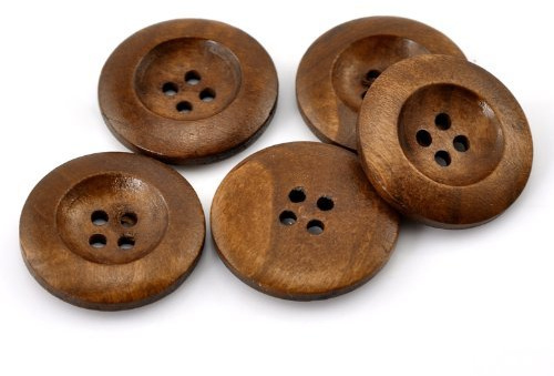 The Bead and Button Box - 10 Classic Chestnut Wooden Sewing, Knitting, crochet Buttons 25mm
