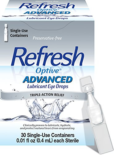 Refresh Optive Advanced Lubricant Eye Drops For Dry Eyes, Preservative-Free, 0.01 Fl Oz Single-Use Containers, 30 Count