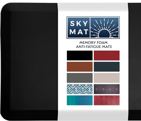 Sky Solutions Anti Fatigue Mat - 3/4 Cushioned Kitchen Rug and Standing Desk Mat & Garage - Non Slip, Waterproof and Stain Resistant (20 x 32, Black)
