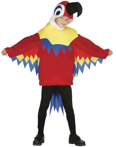 FIESTAS GUIRCA | Costume di Pappagallino Bambini (7-9 Anni) - Cappuccio, Coda e Costume - Costumi di Animali per Halloween, Carnevale e Feste in Maschera - Ideale per Bambini - Multicolore