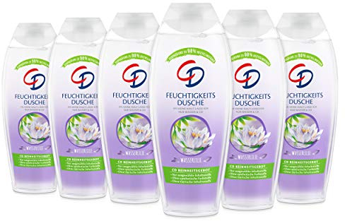 CD Feuchtigkeitsdusche 'Wasserlilie', 6 x 250 ml, Duschgel für belebende Frische, für empfindliche Haut geeignet, pH-hautneutral, vegane Körperpflege