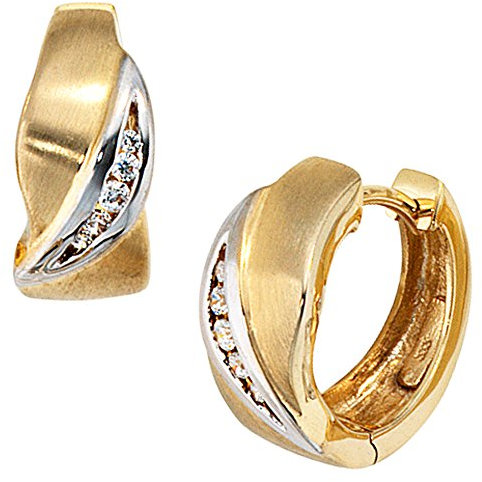 Jobo Damen-Creolen aus 8 Karat 333 Gold Bicolor mit 10 Zirkonia