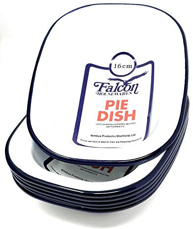 6 X Falcon Housewares 16cm Oblong Pie Dish - Enamel