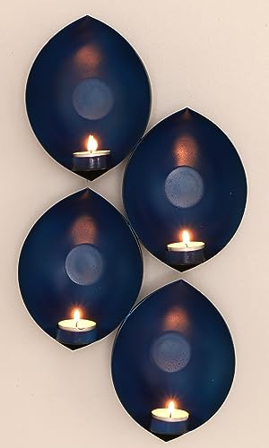 Guru-Shop Portacandele da Parete, Lampada da tè da Parete - Blu, 46x20x7,5 cm, Portacandele Tealight Holder