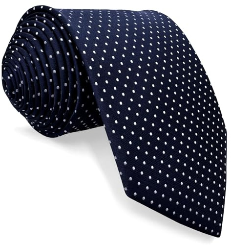 S&W SHLAX&WING Men Tie Krawatte Dark Azul Navy Puntos Extra Lang 160cm
