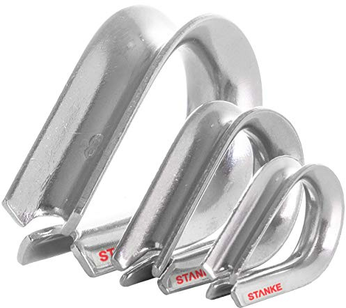 Seilwerk STANKE 50x Cosse-cœur d’acier inoxydable 6mm pour câble d’acier, corde naturelle et synthétique