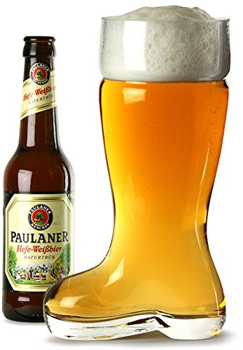 Drinkstuff Beer Boot Glass 2 Pint / 1200 ml – 24.5 cm German-Style Boot-Shaped Drinking Glass, Gift Boxed Barware