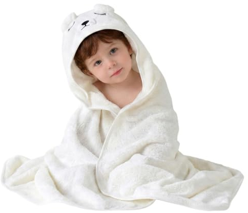 Asciugamano Con Cappuccio Neonato - Morbido Accappatoio Poncho in Spugna (flora)