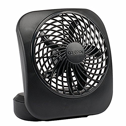 O2COOL Treva 5 in Portable Battery Powered Desk Fan 2-Speed Black