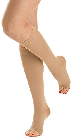 Relaxsan M1150A (Beige, Tg.4) gambaletti microfibra classe 1 - K1 medicali punta aperta, XL