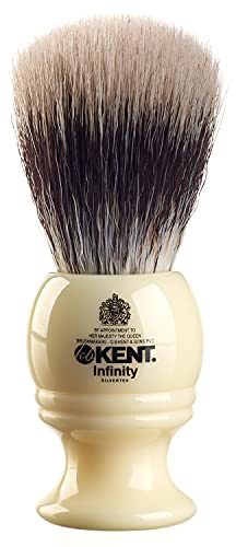 Kent INF1 Infinity Ultra-Soft Silvertex Bristles Shaving Brush Synthetic Bristles Crimped to Emulate Real Badger Bristle for Ultimate Shave Experience Perfect Lather for Shave Cream and Shaving Soap