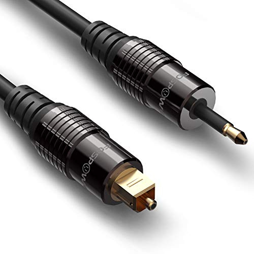 FosPower Optisches Digital-Audio-Toslink-Kabel auf Mini-Toslink (S/PDIF), Premium-Qualität, 24K vergoldete Metallstecker, 3m Länge