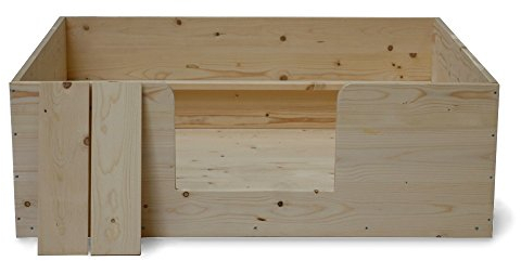 SunnyDogs Wurfkiste für Welpen | naturbelassene Welpenkiste | Wurfbox mit Welpenausgang | Wurfkasten aus Kiefernholz | Welpenbox 120 x 100 x 40 cm