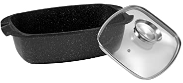 Pradel Excellence - 52802M - Plat à four 40 x 22 x 1 cm 5,7 litres Façon Pierre avec Couvercle en Verre, Ancien Manche