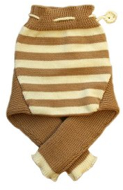 100% Merinowolle Baby Wollwindelhose Überhosen Hose gestrickt gestreift Schafswolle Brown+White L