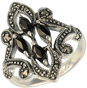 Esse Marcasite Donna 925 argento Rotonda grigio Marcasite Spinello FINERING, argento, 54 (17.2), cod. 214R0972-05/AMN