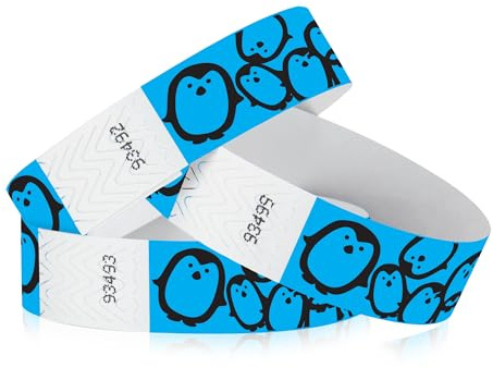 Blå pingviner – armband 3/4 tum Tyvek armband – 500 k.