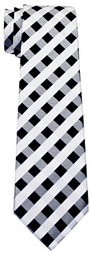 Retreez Corbata de microfibra a cuadros clásica para niño 8-10 años - Negro y blanco
