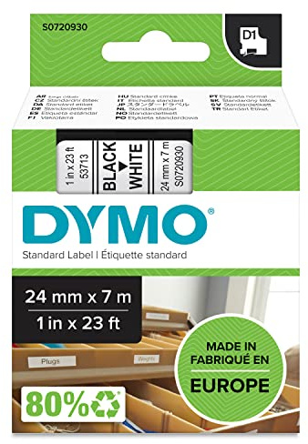 DYMO Authentic D1 Labels | Black Print on White | 24mm x 7m | Self-Adhesive Labels for LabelManager Label Printers