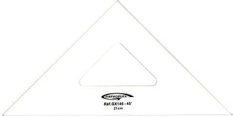 Graphoplex 45° 3 raka kanter 21 cm transparent