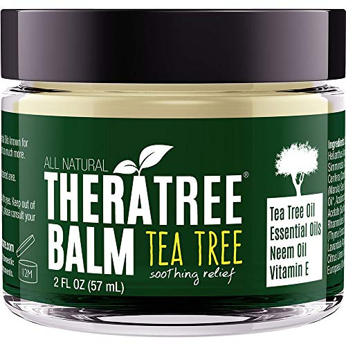 TheraTree Tea Tree Oil Balm & Skin Cream with Neem Oil by Oleavine - 2oz - Moisturizing Foot & Body Balm - Helps Soothe Dry, Cracked, Itchy Skin - Natural Ointment with Aloe Vera & Vitamin E