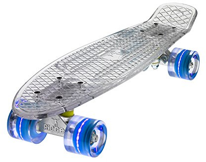 Ridge Skateboards Blaze Mini Cruiser Skateboard, Trasparente/Blu, 22
