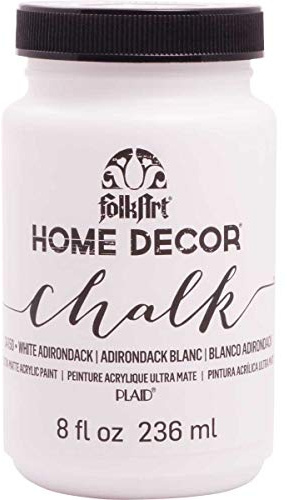 Plaid Folkart Home Decor Chalk Paint 8 Oz-White Adirondack, Synthetic Material, 236 ml (Pack of 1)