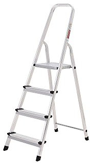 Oryx Escalera Aluminio 4 Peldaños Plegable, Uso doméstico, Antideslizante, Ligera y Resistente