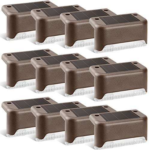 GIGALUMI Solcellslampor för utomhusbruk, solcellslampor, 12 stycken, vattentäta, varmvita, LED-trädgårdslampor för trädgårdsdekoration, terrass, trappor, trappor, staket
