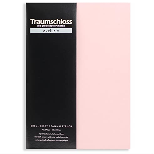 Traumschloss Spannbetttuch »Exclusiv« 100% Mako-Baumwolle | Edel-Jersey | hohe Farbbrillanz | Puder (rosé) | 90-100x200cm