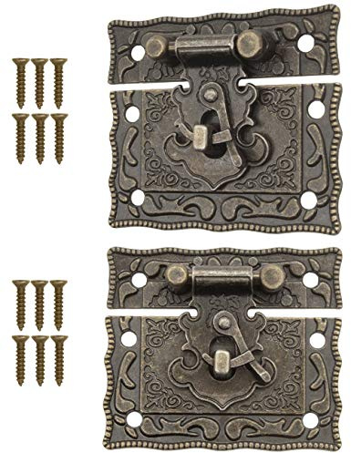 FUXXER® 2 cierres antiguos, ganchos de bloqueo, diseño de hierro bronce, 50 x 42 mm, 2 unidades