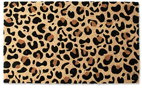 DII Colorful Design Natural Coir Doormat, 18x30, Leopard Spots