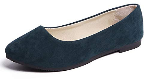 CHAOEN Womens Ballet Flats Ladies Suede Ballet Dolly Pumps Women Classic Plain Ballerina Flats Girls School Casual Slip On Ballerinas Office Shoes