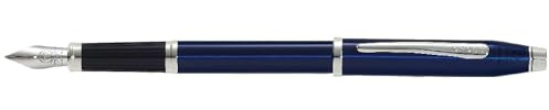Cross Century II Füllfederhalter (M-Feder aus Edelstahl, Schreibfarbe schwarz, inkl. Premium Geschenkverpackung) durchscheinender blauer Lack mit chromplattierten Beschlägen