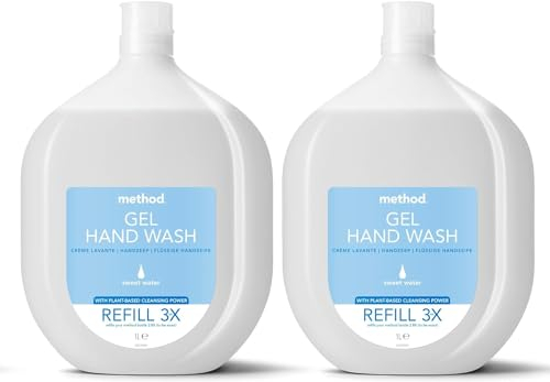Method Hand Wash Refill, Hand Soap, Gentle Hand Cleansing, Fresh Sweet Water Scent, Pack of 1, 2 x 1L