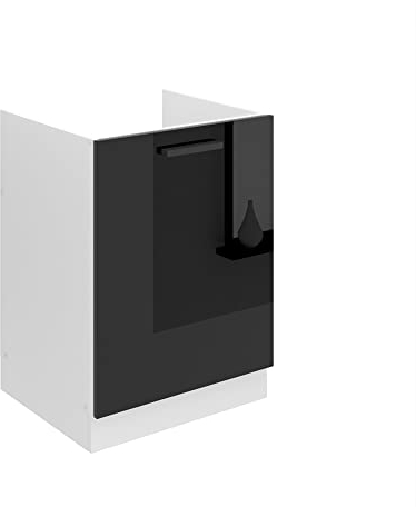 Belini Unterschrank Küche, Spülenunterschrank 60 cm Breite. SDZ Küchenunterschrank ohne Arbeitsplatte. Spülenschrank mit 1 Tür, Schwarz Hochglanz