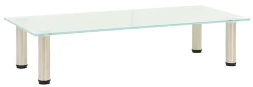 vidaXL TV Tisch Schrank Monitor Glasaufsatz Aufsatz Monitorerhöhung Fernseh Podest Monitoraufsatz Erhöhung Mattiert 80x35x17cm Hartglas