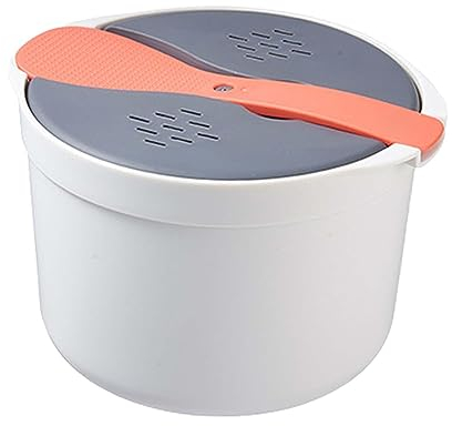LOVIVER Cuisson du riz, cuiseur à riz pour micro-ondes, cuiseur à vapeur, pot de 2 L, cuiseur à vapeur micro-ondes, pour riz, légumes, ramen, pommes de terre, orange