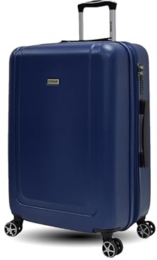 Maleta Mediano, Expandible, 4 Ruedas Dobles Silenciosas, Carcasa Rígida, Cerradura de 3 Dígitos, Ligera, Ideal para Viajes, Material ABS, Bolsillos Extra, Cremalleras Modernas, Tamaño 24- KX-(Blue)