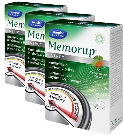 MEMORUP ® Energy | Con L-Taurina + Magnesio + Ginseng + Ginko Biloba + Guaraná + Huperzia Serrata + Zinc | 30 cápsulas | 1 toma al día (Paquete de 3)