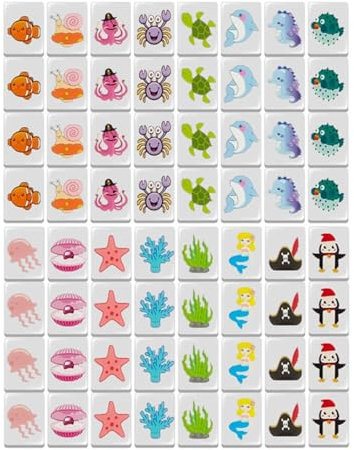 Seaside Escape Game Block Mahjong-Set – Mahjong-Spielset Mit Flaggen Und em ojis | Mahjong-Set Mit Nationalflaggen-Design Für Mahjong-Spieler Und Sammler