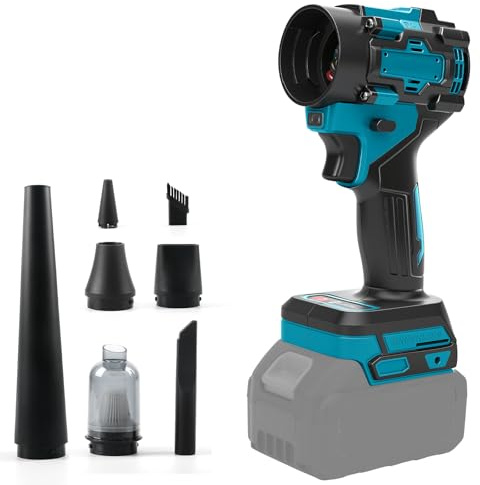 Ventilatore senza fili e aspirapolvere a mano 2 in 1 compatibile con batteria Makita 18 V (non batteria), aspirapolvere ad aria compressa brushless, aspirapolvere portatile con 5 ugelli per auto, casa
