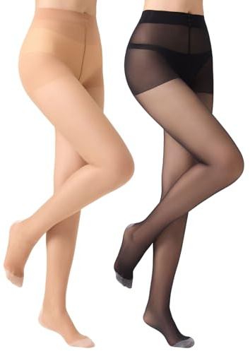 Yilanmy 2 Pairs No Slip Sheer Tights for Women Under Dresses