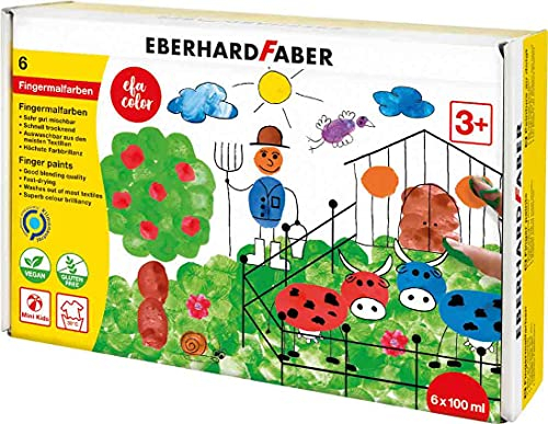 EBERHARD FABER 578806 - Fingerfarben EFA Color, 6 Farben mit je 100 ml, Fingerfarben Kinder ungiftig