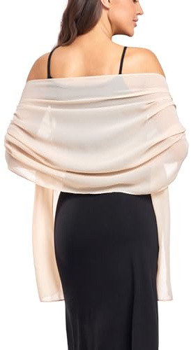 olyrjie Soft Chiffon Scarfs Shawls and Wraps for Evening Dresses Wedding Shawl Wraps Bridal Scarve for Women Champagne,one size