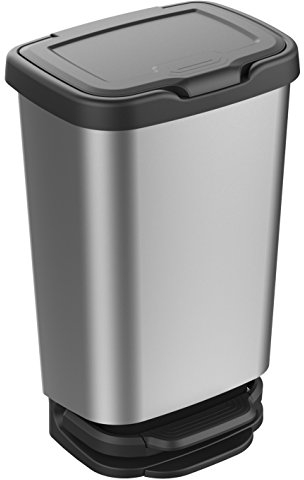 M home by Mazzei Mondex - Poubelle de Cuisine à Pédale 40L - Système Soft Closing, Fermeture Douce - Gris Silver - Idéale Cuisine, Salle de Bain, Cellier - Fabriquée en Italie