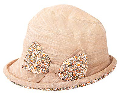 CACUSS Women's Foldable Floral Bucket Hat Rolled Brim with Bowknot Yellow