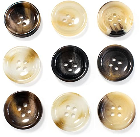 MiDube 30 PCS Resin Sewing Buttons with 6 Matte Pattern Size 4 Holes Round Craft Buttons for Sewing DIY Crafts Manual Button Painting Handmade Repair Cloth Mixed Color (Brown 25mm)