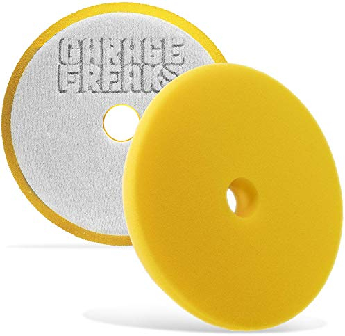Garage Freaks Politurschwamm - Medium Cut Foam Pad - gelb - Polierpad 150mm für 125mm Stützteller - hochwertiges Velcro - Made by Menzerna - abgestimmt Medium Cut Hologrammentferner Politur